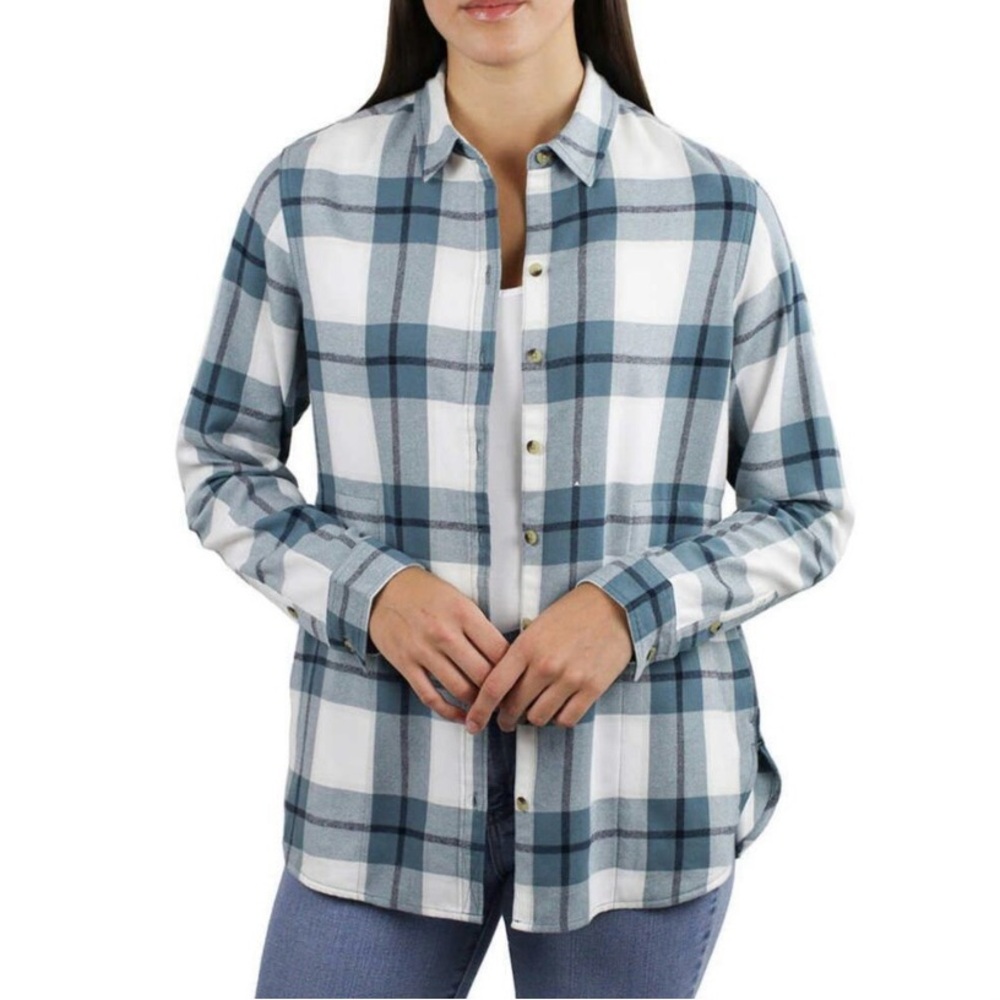 JACHS Girlfriend Blue and White Plaid Button Down Shirt